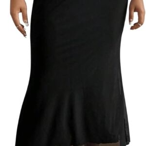 Women Plus Size Lettuce High Waisted Mesh Fishtail Long Bodycon Skirt