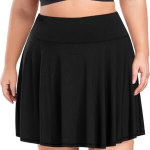 Women Plus Size Pleated Tennis Skirt with Shorts Athletic Golf Skorts with Pockets High Waisted Workout Skirts