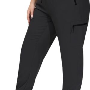 Women Plus Size Hiking Cargo Pants Lightweight Quick Dry Joggers Athletic Workout Outdoor Zipper Pockets Pants