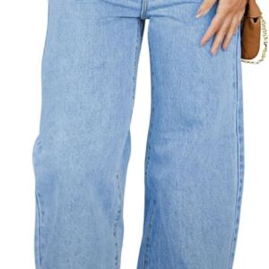 Women Plus Size Jeans High Waisted Straight Leg Stretchy Jeans Trendy Casual Loose Denim Pants with Pockets(1X-5X)