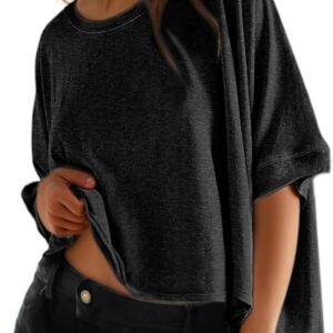 Summer Shirts 2025 Women Solid T Shirts for Women Loose Oversized Tops Basic Tee