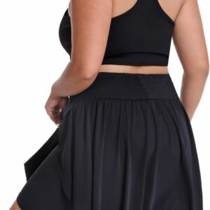 20" Knee Length Plus Size Skorts for Curvy Women Pleated Skirt Shorts High Waisted with Pockets