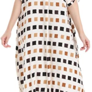 Plus Size Women Floral Print V-Neck Short Sleeve Maxi Dress with Pockets Casual Tropical A-Line Dresses