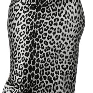 Women Plus Size Leopard Print Straight Slit Hem Pencil Midi Skirt