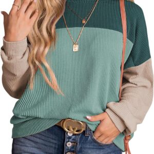 Plus Size Sweatshirt for Women Striped Colorblock Long Sleeve Crewneck Casual Loose Pullover Shirt Top(1X-5X)