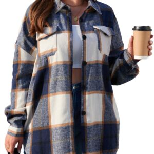 2025 Women 1X-5X Plus Size Flannel Plaid Corduroy  Jacket Oversized Button Down Coats Shirts Winter Fall