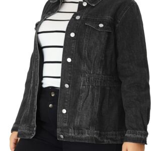 Plus Size Denim Jacket for Women Long Sleeve Button Down Washed Front Trucker Jean Jacket 2025 Western Outfit