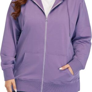 Women Plus Size Full Zip-Up Hoodie Jacket Cotton Sweatshirt