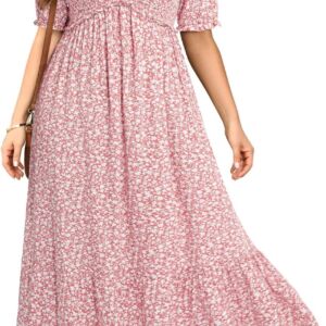 Plus Size Sun Dresses Women - Summer Off The Shoulder Puff Sleeve A Line Boho Maxi Flow Long Dress 2025