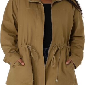 Women Plus Size Lightweight Jacket Anorak Utility Drawstring Waist Casual Jackets with Pockets 2025 Outfits