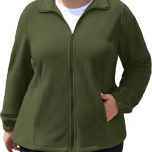 Plus Size Fleece Jacket Women Lightweight Zip Up Jackets Soft Warm Long Sleeve Polar Coat with Pockets for Winter