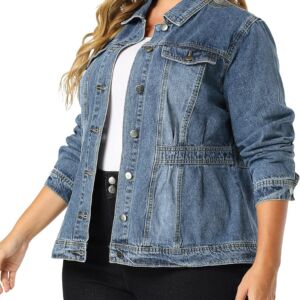 Plus Size Denim Jacket for Women Long Sleeve Button Down Washed Front Trucker Jean Jacket 2025 Western Outfit
